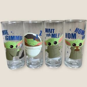 Star Wars Mandalorian Baby Yoda Set of 4 Glassware Tumbler 10 oz. 6" Tall 295 ml